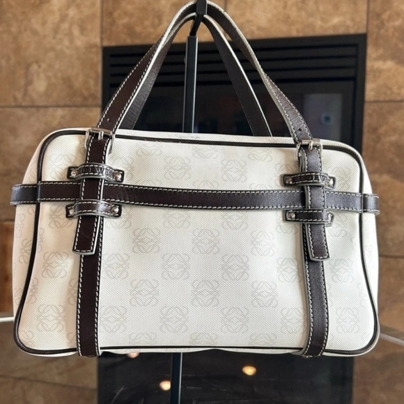 LOEWE Anagram Canvas Satchel with Removable Belt & Crossbody Pouch – Authentic - Picture 9 of 16